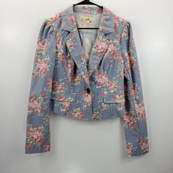 free people floral denim jacket